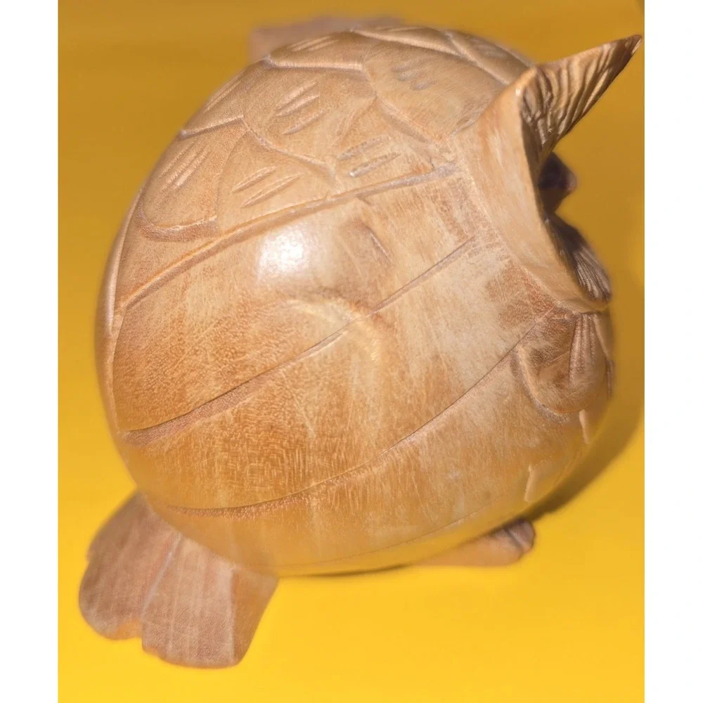 Small Wood Owl Hand Carved Figurine 2.75